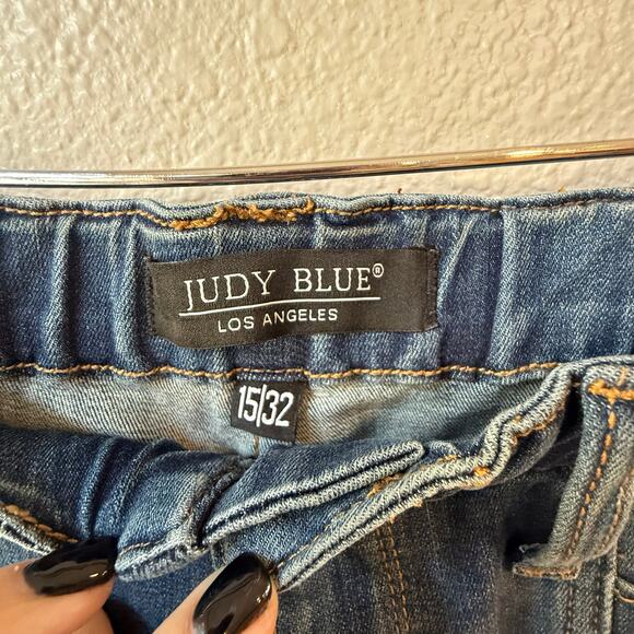 Judy Blue Hi Rise Elastic Waist VTG Straight Leg Jean 88749  Stretch Size 15/32 - Picture 10 of 10